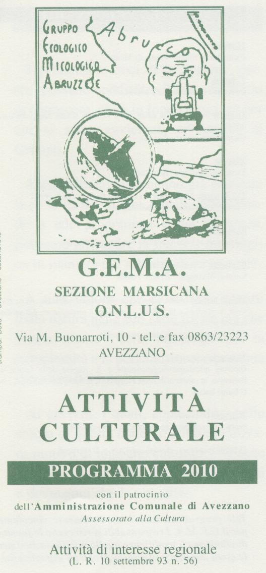 copertina programma attivit&agrave;2010